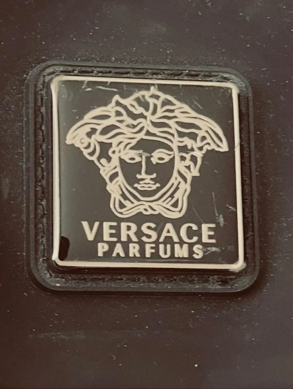 Versace Parfums, Black Unisex Backpack with Silver Hardware